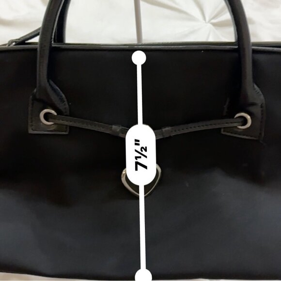 Franco Sarto Black Nylon & Leather Handbag With Heart Charm Accent vintage - Picture 11 of 13